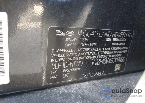 2016 Jaguar Xf 35T Prestige z USA, uszkodzony, nr VIN SAJBE4BVXGCY14466